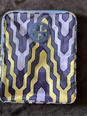 Tory Burch Yellow and Purple Geometric Zip Pouch